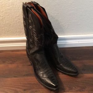 NEW Lucchese Black ostrich cowboy boots